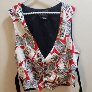 Nicole Miller Women's Casino Print 100% Silk Vest Size Large